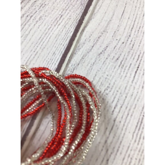 14 Strand Beaded Red White Blue Stretch Bracelet USA Flag Stars And Stripes - Picture 3 of 8